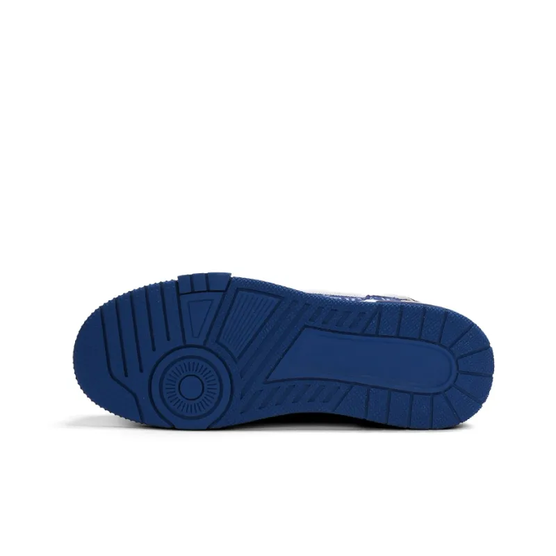 V TOXSEIE Mid Top Sports Skateboard Shoes Unisex White Blue-4