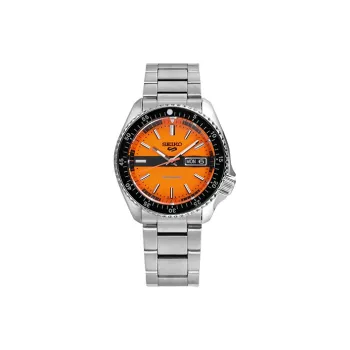 SEIKO Seiko5 Collection Automatic Mechanical Movement Stainless Steel Strap Watch Men's Watches Orange Watch Dial