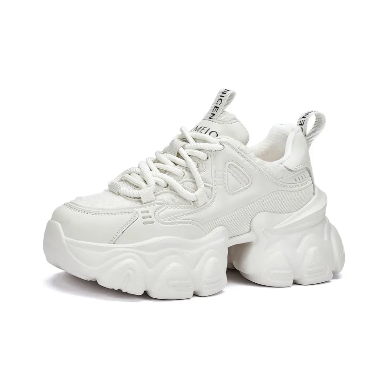 GEMEIQ Cushioning Abrasion Resistant Coverage Height Increasing Low Top Chunky Sneakers With EVA Outsole 8cm Women's-17