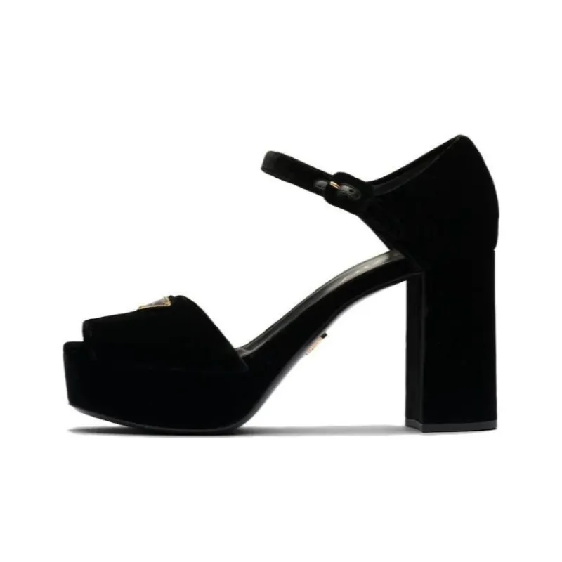 PRADA PLATEAU 95 PLATFORM HEEL SANDAL VELVET-0