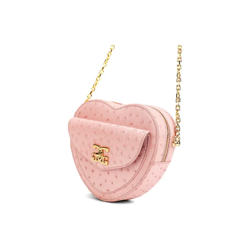 COOGI Cow Leather Heart Shaped Bag Shoulder Bag Trumpets Women's Pink-1