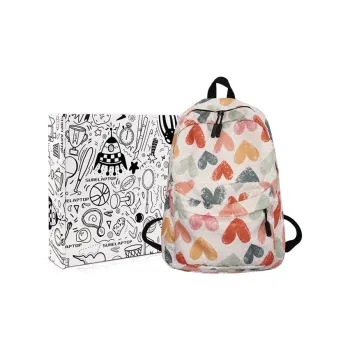 SURELAPTOP Nylon Backpack Regular Unisex Heart/Floral/Pineapple/Graffiti