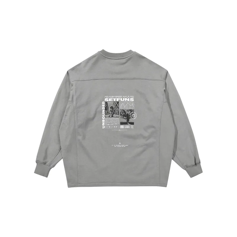 SET FUNS Spring And Fall Season Outdoor Style Sweatshirt Brand Logo Men's Mud Gray-1