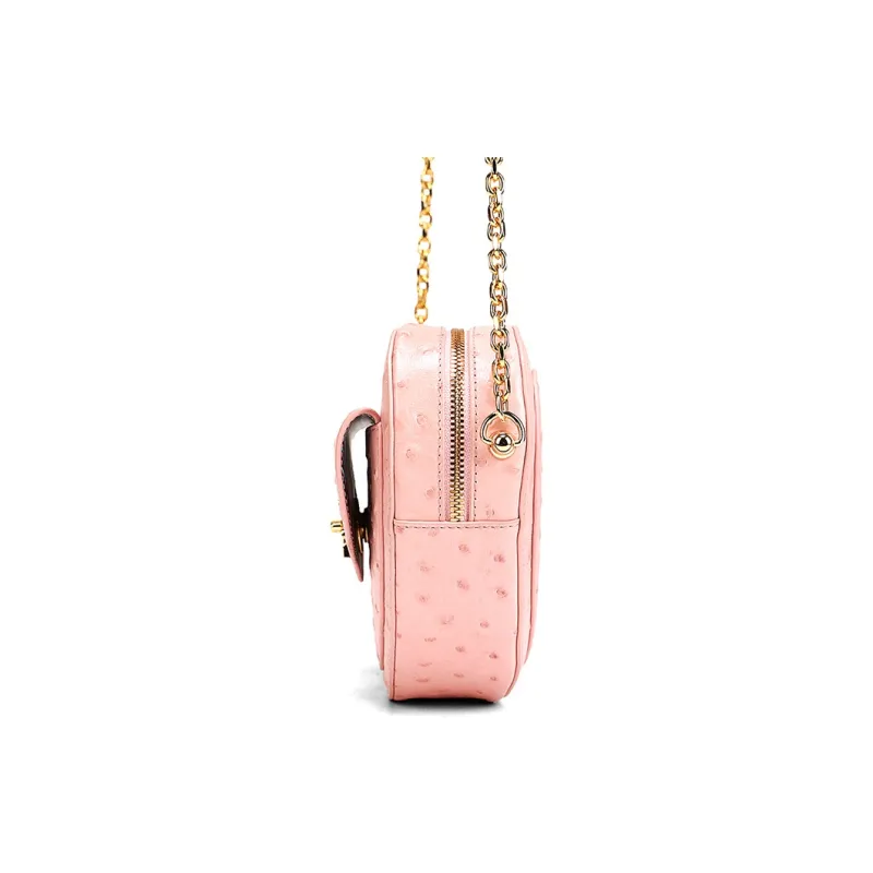COOGI Cow Leather Heart Shaped Bag Shoulder Bag Trumpets Women's Pink-3
