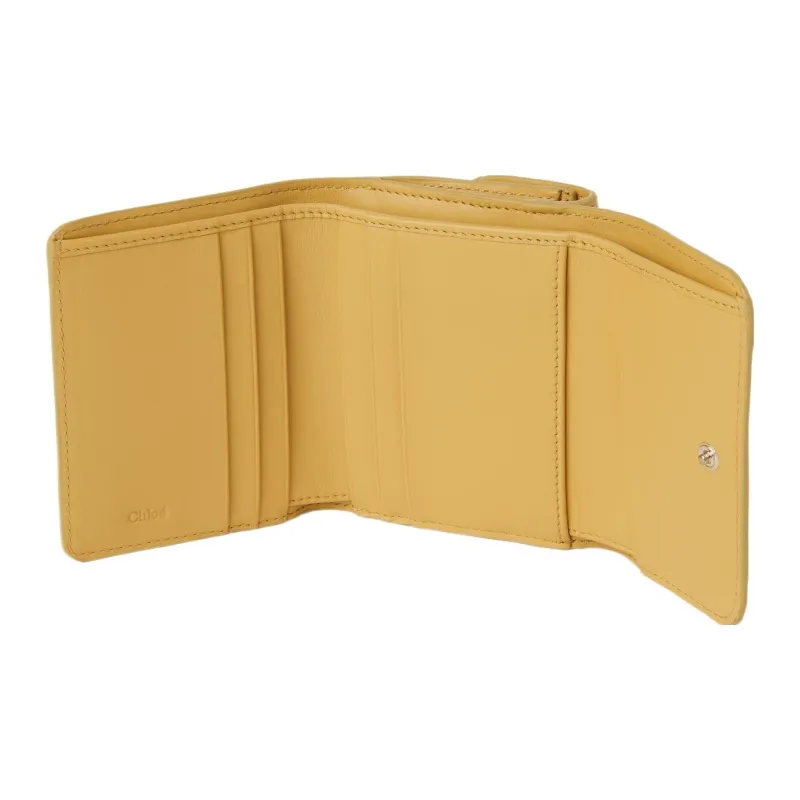 Chloe Bright Calfskin Wallet Trumpets Women's Honey Gold-3