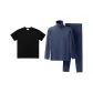 Turtleneck Men's Royal Blue+270 G Heavyweight Pure Black Short-Sleeved