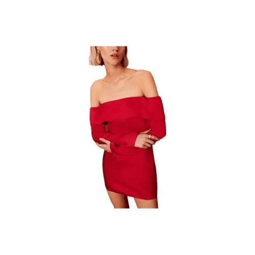 Reformation Long-Sleeved Dresses Women's Cherry Pink