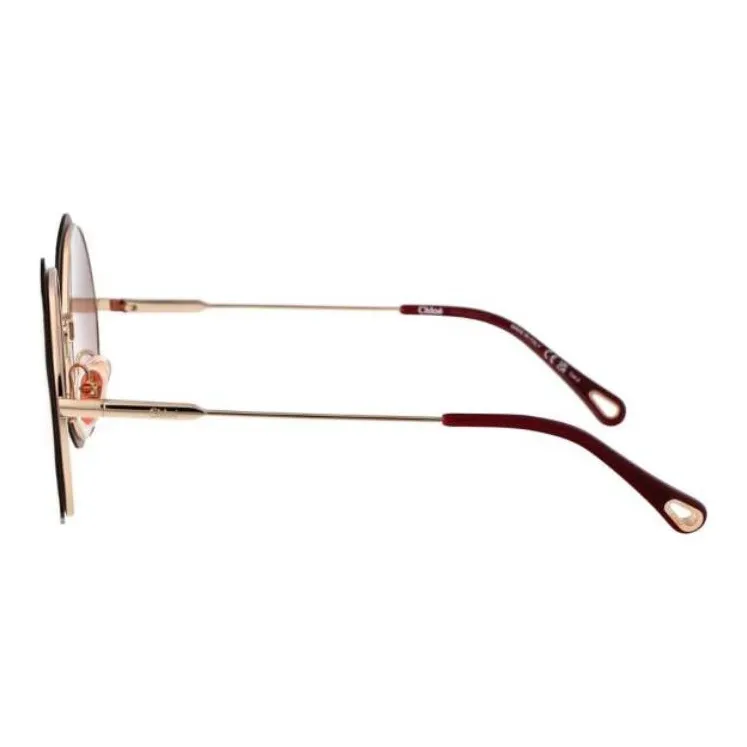Chloe Metal Irregular Shape Sunglasses Unisex Brown-2