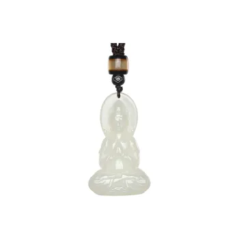 Cuiya Golden Building Hetian Jade Pendants Pale Greenish White Jade Unisex