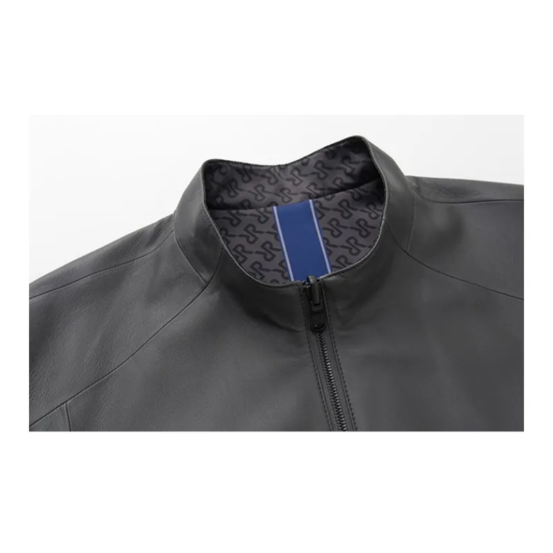 RARE Leather Jackets Men Gray-2
