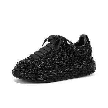 SELAIYA Abrasion Resistant Lightweight Height Increasing Low Top Skateboard Shoes 4cm Women's Black