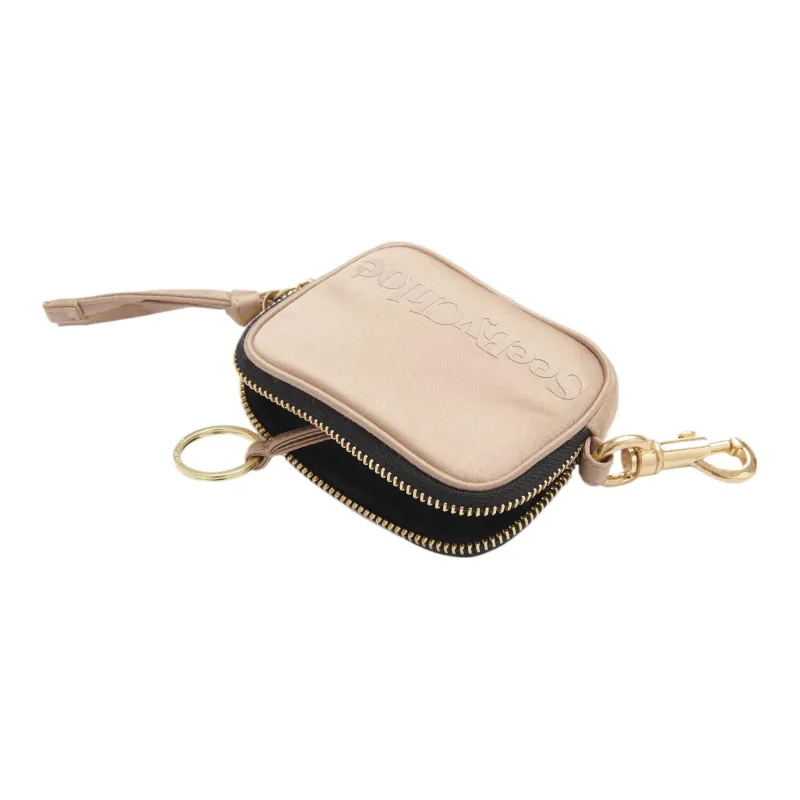See By Chloe Satin Wallet Small Size Women's Crispy Cookie Beige-1