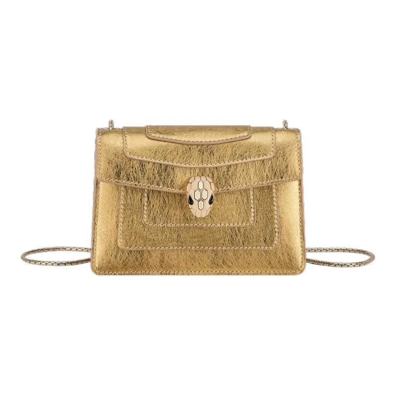 BVLGARI Serpenti Forever Series Calfskin Shoulder Bag Crossbody Bag Mini Women's Gold-0