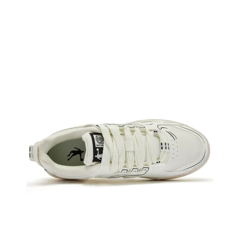QIAODAN Inheritance 1.0 Cushioning, Wear Resistant Low Top Skateboard Shoes Men's White Black-3