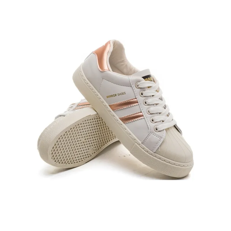 Warrior Shell Head White Sneakers Anti Slip Wear Resistant Lightweight Breathable Low Top Skateboard Shoes Women's-7
