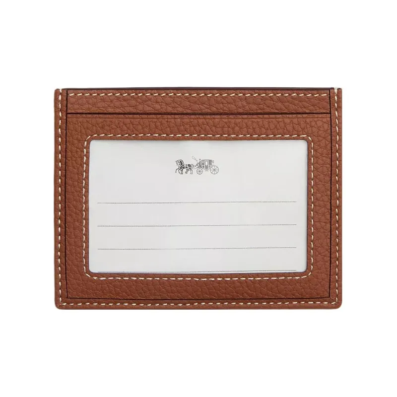 COACH Disney Collaboration Card Case Jacquard With Pebbled Leather Card Holder Mini Unisex Brass & Khaki Multicolor-1