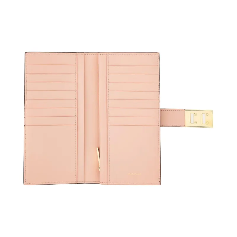 FERRAGAMO GANCINI Smooth Calf Leather Wallet Regular Women's Black & Nylund Pink-3