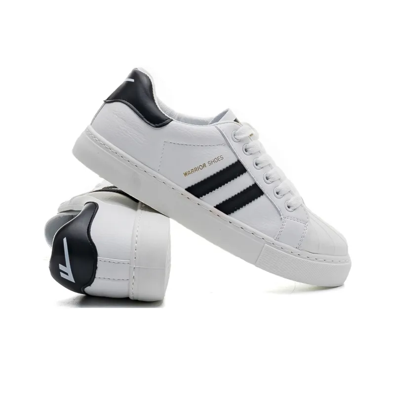 Warrior Shell Head White Sneakers Anti Slip Wear Resistant Lightweight Breathable Low Top Skateboard Shoes Women's-1