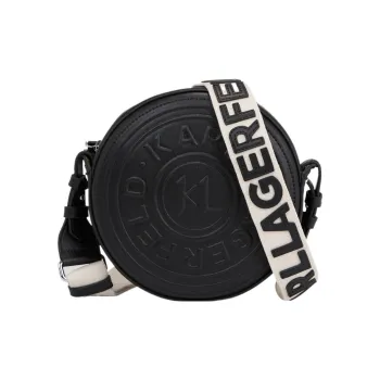 KARL LAGERFELD Cow Leather Small Round Bag Shoulder Bag Crossbody Bag Women's Black