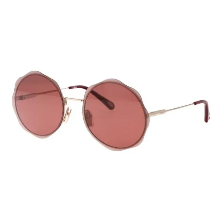 Chloe Metal Irregular Shape Sunglasses Unisex Brown-0