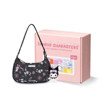 Zgo Sanrio, Collaboration Polyester Underarm Hobo Bag, Shoulder Bag Regular Women's Black