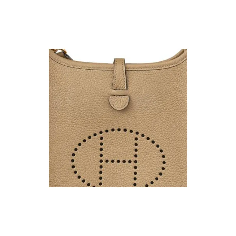 HERMES Evelyne Taurillon Clemence Leather Shoulder Bag, Crossbody Bag Mini Women's S2 Trench Coat Beige-4