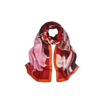 MARJAKURKI Red Scarf Atmosphere Iris Greeting Card Elegance Artistic Style Women's