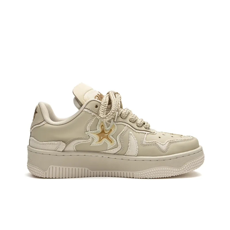 Youthloser Running Stars Collection Low Top Skateboard Shoes Unisex Beige-1