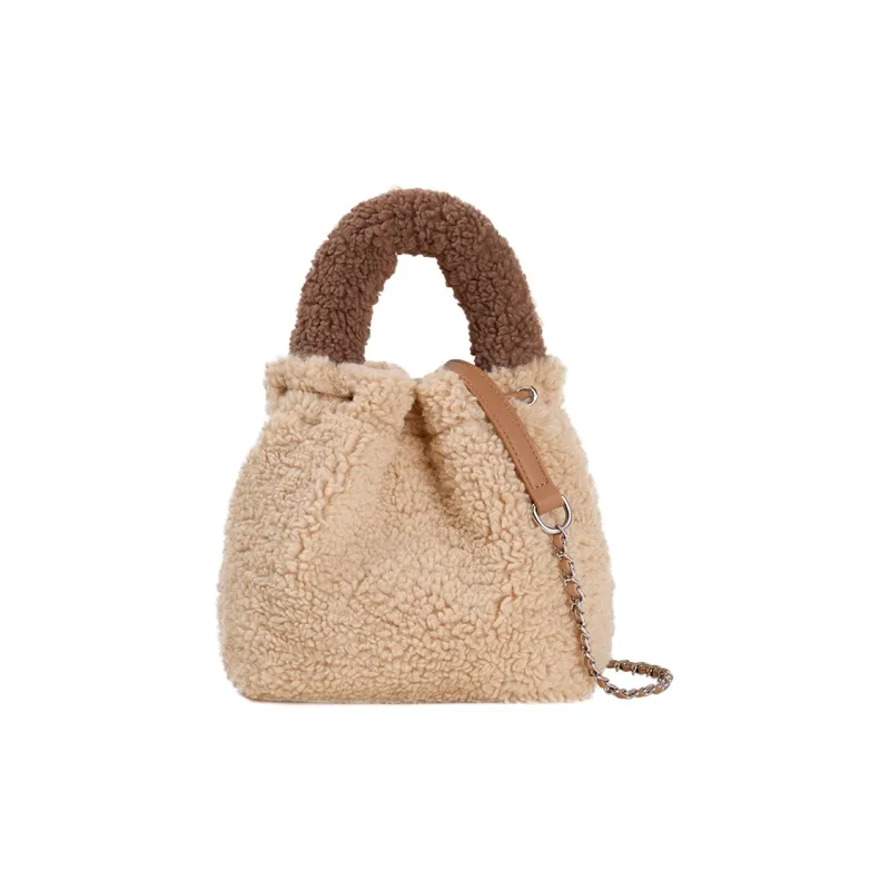 Miffy Faux Lambswool One Shoulder Handbags Regular Women's Brown/Yellow-3