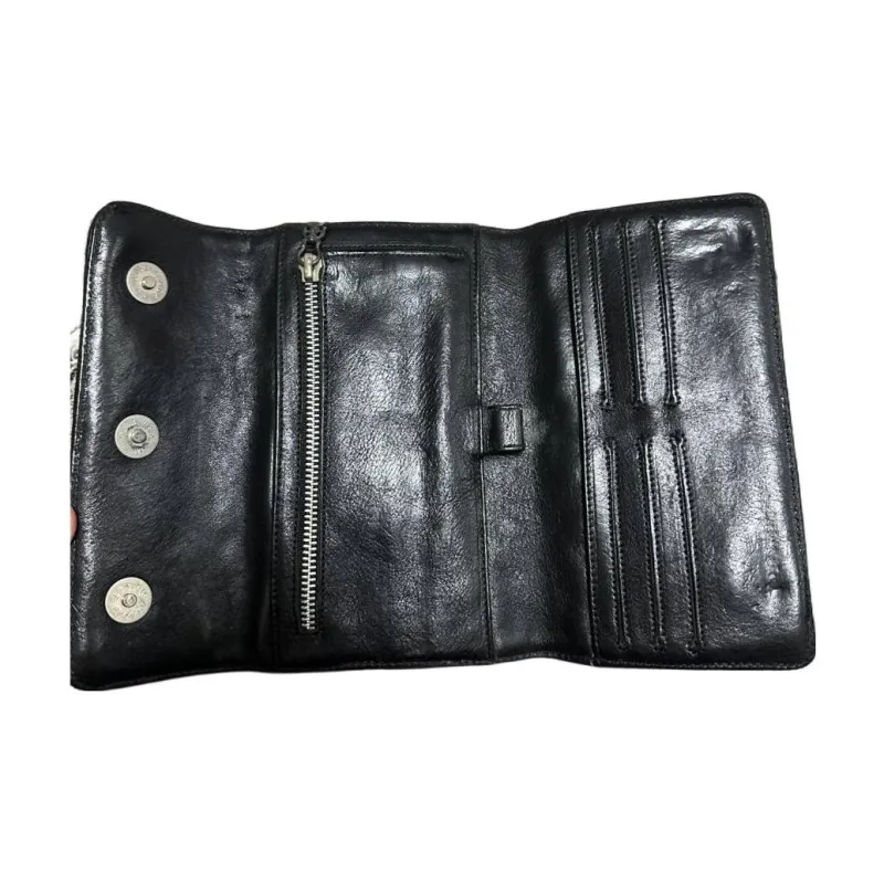 Chrome Hearts Leather Wallet Small Size Men's Black-2