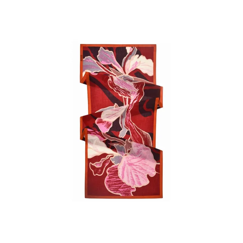 MARJAKURKI Red Scarf Atmosphere Iris Greeting Card Elegance Artistic Style Women's-1