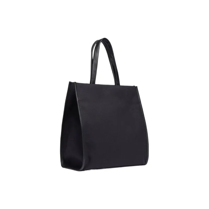 Zegna Cotton With Cow Leather Tote Bag Shopping Bag Handbag Men's Black-1