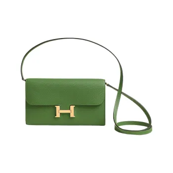 HERMES Constance To Go Epsom Leather Wallets Clutches Shoulder Bag Crossbody Bag Women's A8 Yuka Silk Green