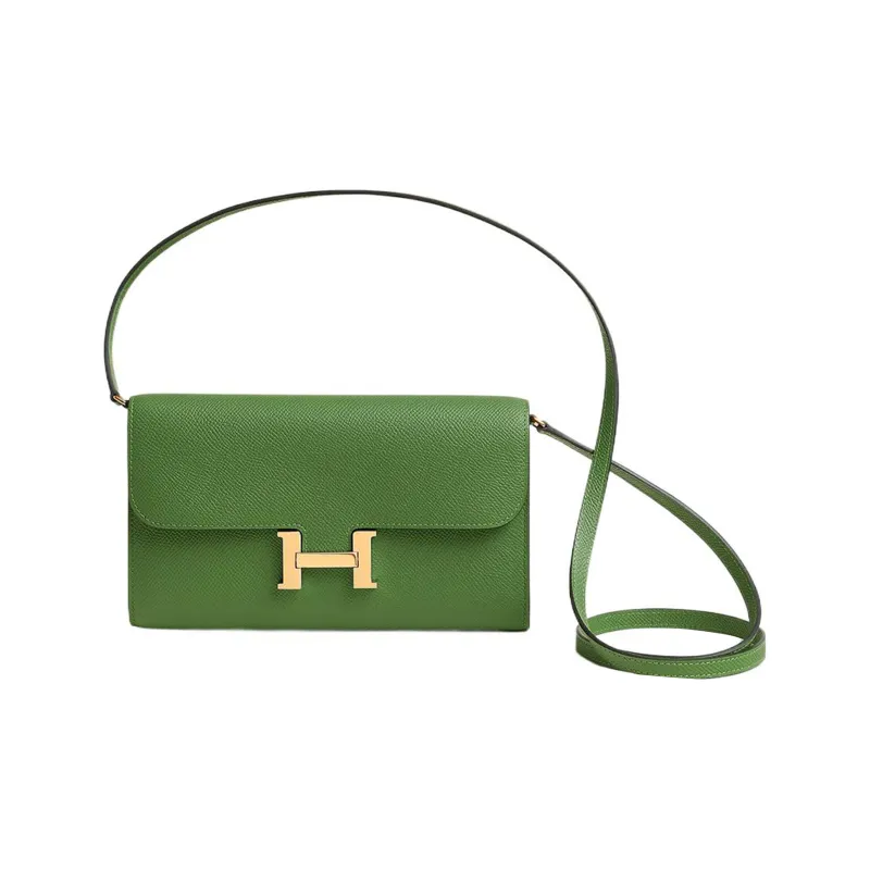 HERMES Constance To Go Epsom Leather Wallets Clutches Shoulder Bag Crossbody Bag Women's A8 Yuka Silk Green-0