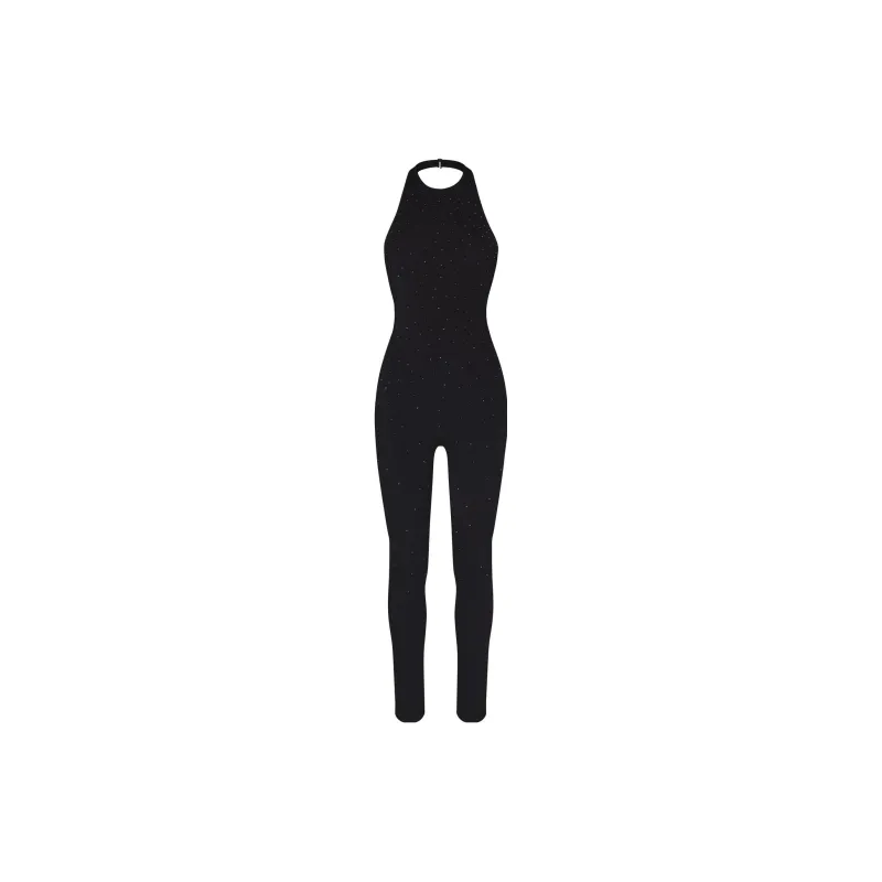 Skims X Swarovski Jelly Sheer Halter Catsuit Onyx-4
