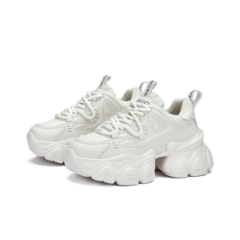GEMEIQ Cushioning Abrasion Resistant Coverage Height Increasing Low Top Chunky Sneakers With EVA Outsole 8cm Women's-18