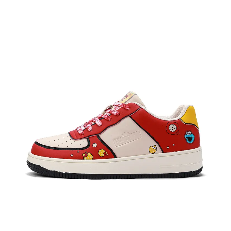 SESAME STREET Skateboard Shoes Unisex Low Top Blackberry/Moonlit Blue/Strawberry Red/Litchi White-13