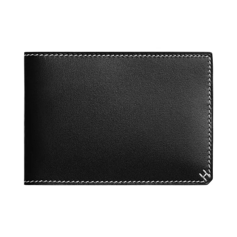 HERMES Box Calfskin Card Holder Regular Women's 89 Noir Black-0