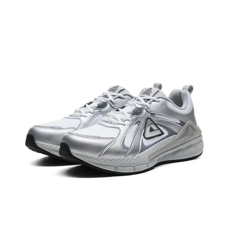 PEAK Cushioning Abrasion Resistant Breathable Lightweight Rebound Low Top Running Shoes Men's Technology Silver-2
