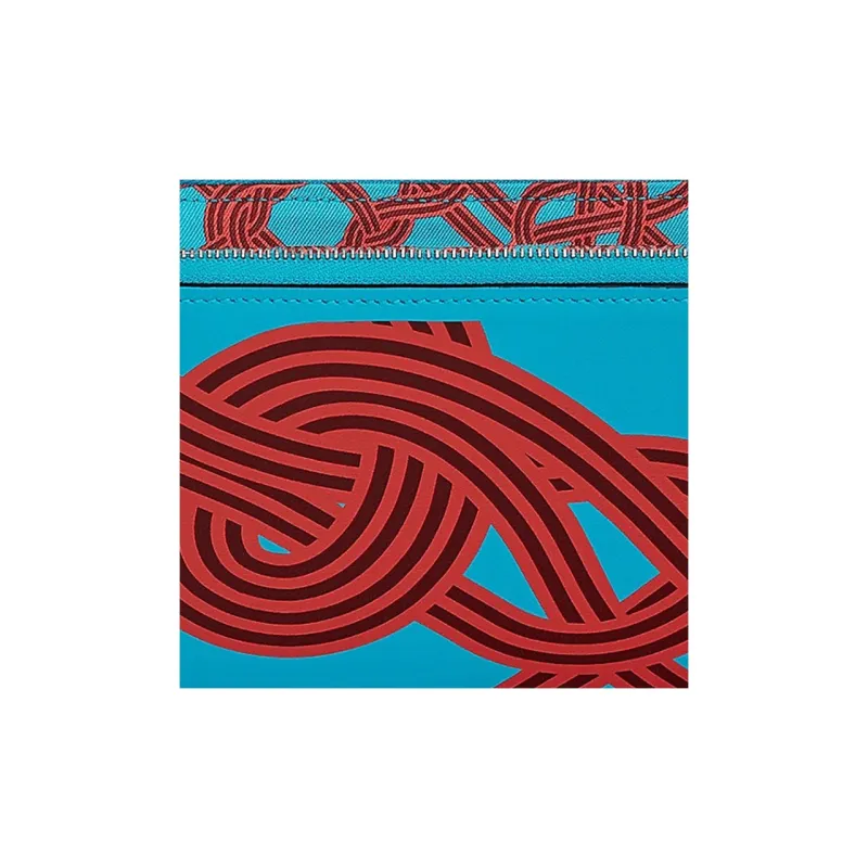 HERMES Silk'In Cow Leather Wallet Women's Frida Blue/Hermes Red-2