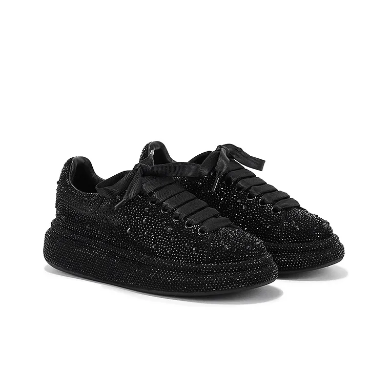SELAIYA Abrasion Resistant Lightweight Height Increasing Low Top Skateboard Shoes 4cm Women's Black-1