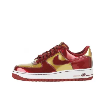 Nike Air Force 1 Slip Resistant Cushioning Low Top Skateboard Shoes Men's Red Gold