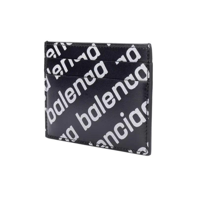 Balenciaga Allover Logo Print Cardholder Black/Silver tone-1