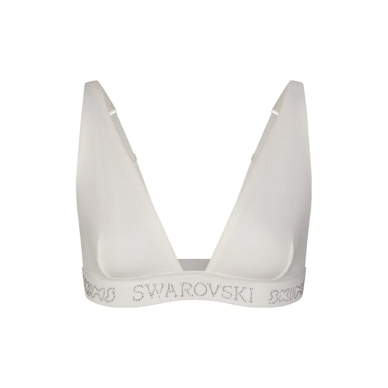 Skims X Swarovski Cotton Rib Plunge Bralette Marble-7
