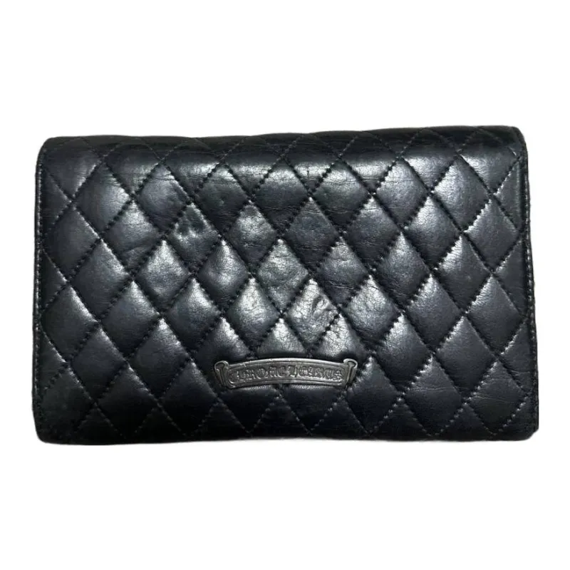 Chrome Hearts Leather Wallet Small Size Men's Black-1