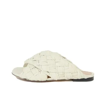 Bottega Veneta Rubber Sole Abrasion Resistant Slide Slippers Women's White