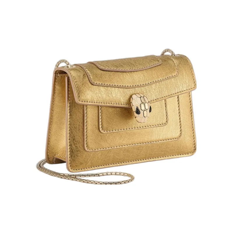 BVLGARI Serpenti Forever Series Calfskin Shoulder Bag Crossbody Bag Mini Women's Gold-1