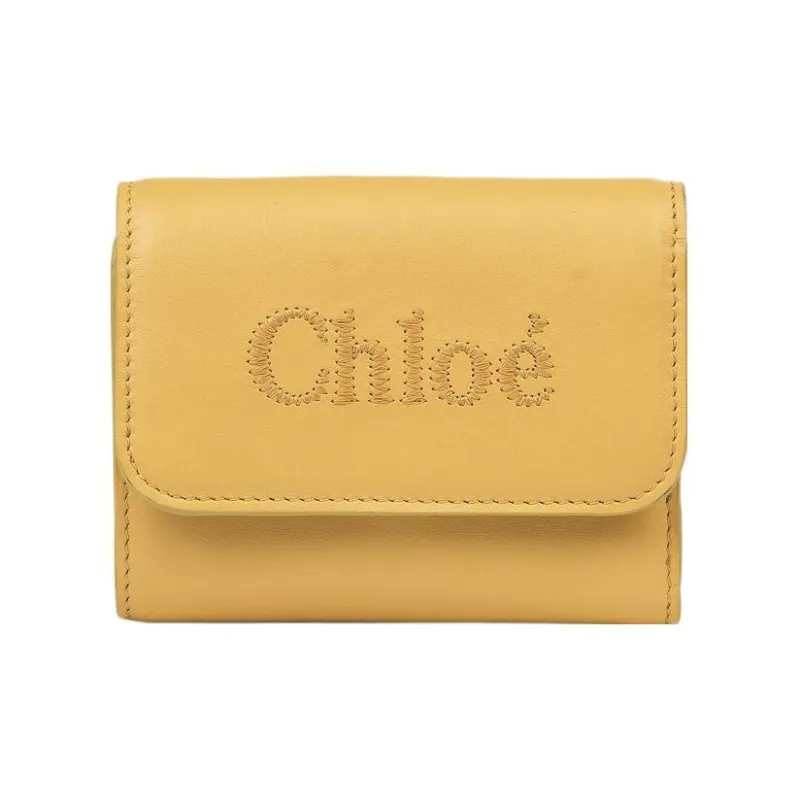 Chloe Bright Calfskin Wallet Trumpets Women's Honey Gold-0