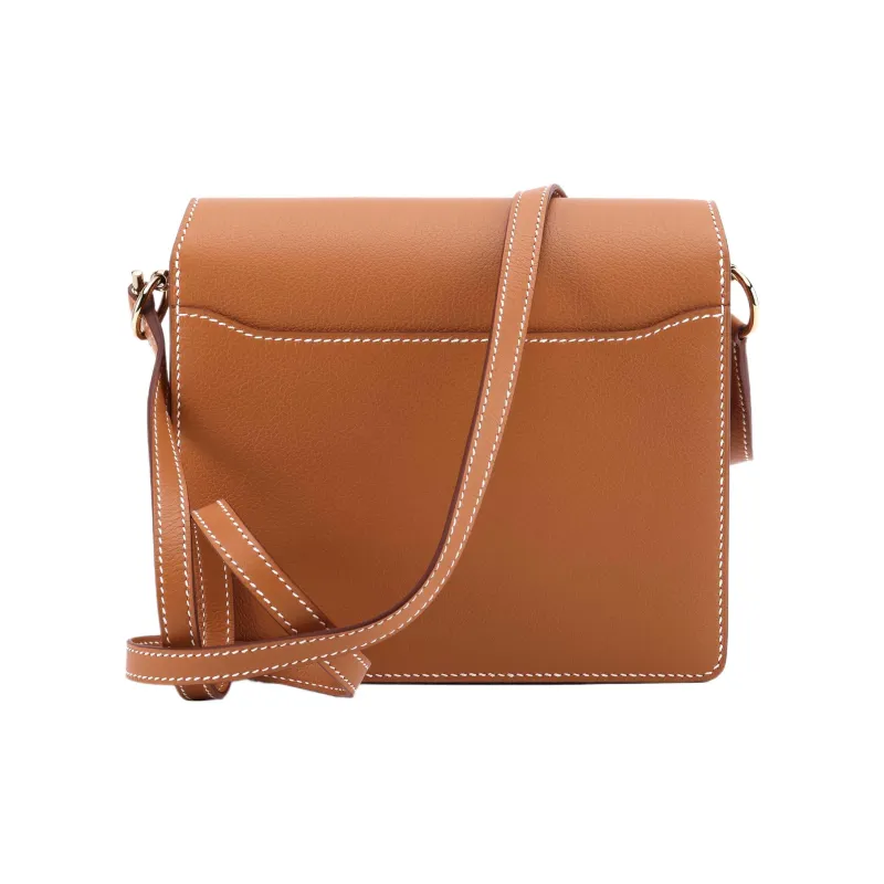 HERMES Roulis Evercolor Calfskin Pig Nose Shoulder Bag, Crossbody Bag Mini Women's 37 Gold Brown-5
