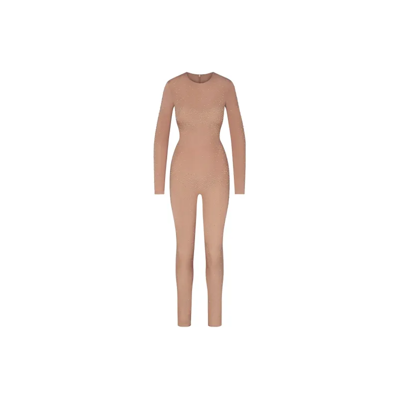 Skims X Swarovski Jelly Sheer Long Sleeve Catsuit Sienna-8
